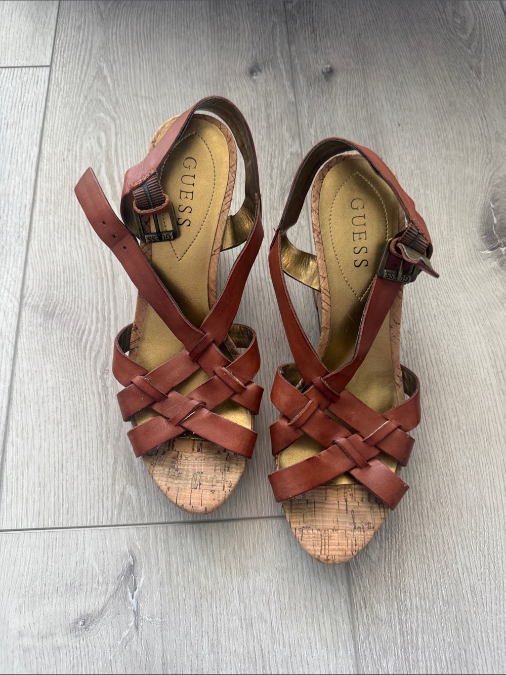 Guess cork wedges size 8